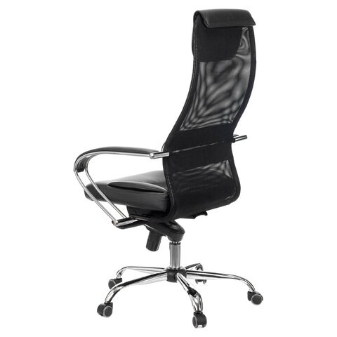 Кресло офисное Brabix Premium Stalker EX-609 PRO (хром, мультиблок, ткань-сетка/экокожа, черное) 532416 в Стерлитамаке - изображение 4