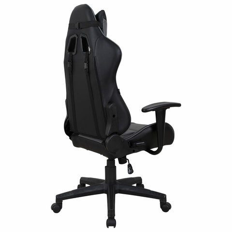 Кресло офисное Brabix GT Racer GM-100 (две подушки, экокожа, черное/серое) 531926 в Стерлитамаке - изображение 2