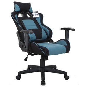 Кресло офисное Brabix GT Racer GM-100 (две подушки, ткань, черное/голубое) 531818 в Стерлитамаке - предосмотр 1