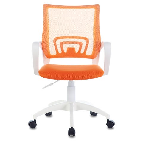 Кресло офисное Brabix Fly MG-396W (с подлокотниками, пластик белый, сетка, оранжевое) 532401 в Стерлитамаке - изображение 1