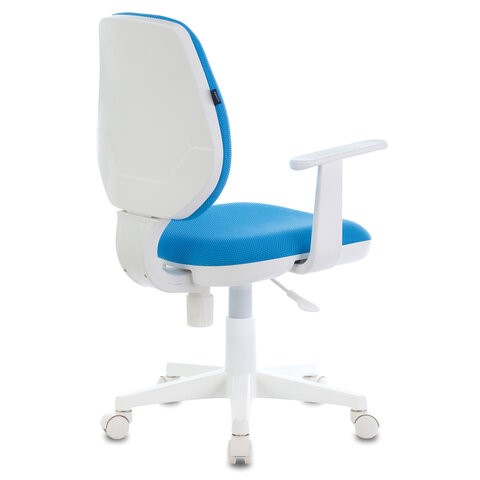 Кресло компьютерное Brabix Fancy MG-201W (с подлокотниками, пластик белый, голубое) 532411 в Стерлитамаке - изображение 3