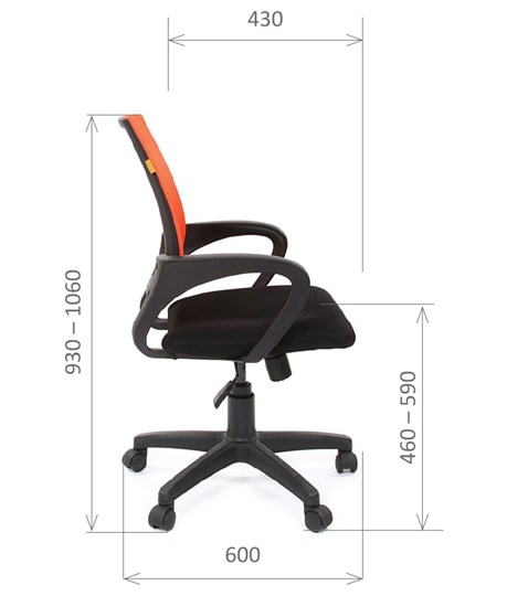 Офисное кресло CHAIRMAN 696 black Сетчатый акрил DW66 оранжевый в Уфе - изображение 2