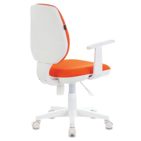 Компьютерное кресло Brabix Fancy MG-201W (с подлокотниками, пластик белый, оранжевое) 532410 в Стерлитамаке - изображение 2