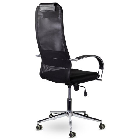 Кресло компьютерное Brabix Premium Pilot EX-610 CH (хром, ткань-сетка, черное) 532417 в Стерлитамаке - изображение 3