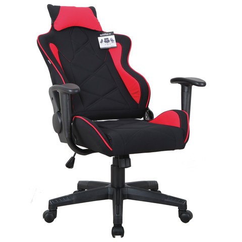 Кресло компьютерное Brabix GT Racer GM-100 (подушка, ткань, черное/красное) 531820 в Стерлитамаке - изображение 1