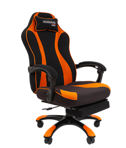 Игровое кресло CHAIRMAN GAME 35 с выдвижной подставкой для ног Ткань черная / Ткань оранжевая в Стерлитамаке