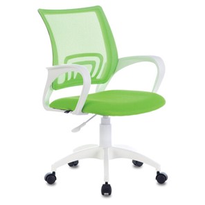 Кресло офисное Brabix Fly MG-396W (с подлокотниками, пластик белый, сетка, салатовое) 532403 в Стерлитамаке - предосмотр