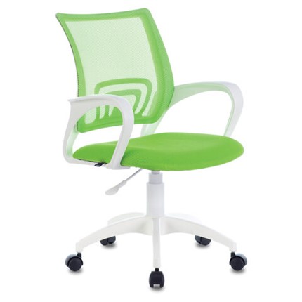 Кресло офисное Brabix Fly MG-396W (с подлокотниками, пластик белый, сетка, салатовое) 532403 в Стерлитамаке - изображение