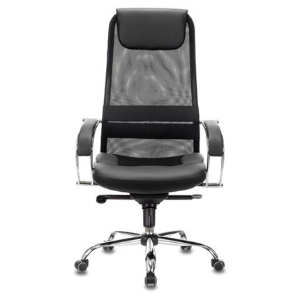 Кресло офисное Brabix Premium Stalker EX-609 PRO (хром, мультиблок, ткань-сетка/экокожа, черное) 532416 в Стерлитамаке - изображение