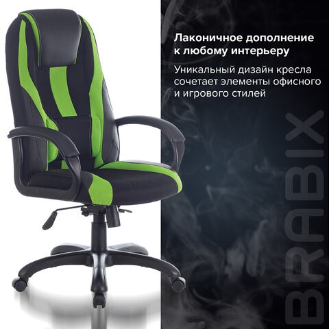 Компьютерное кресло Brabix Premium Rapid GM-102 (экокожа/ткань, черное/зеленое) 532419 в Стерлитамаке - изображение 8