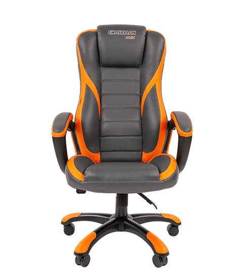 Кресло CHAIRMAN GAME 22 эко кожа, серый/оранжевый в Стерлитамаке - изображение 3