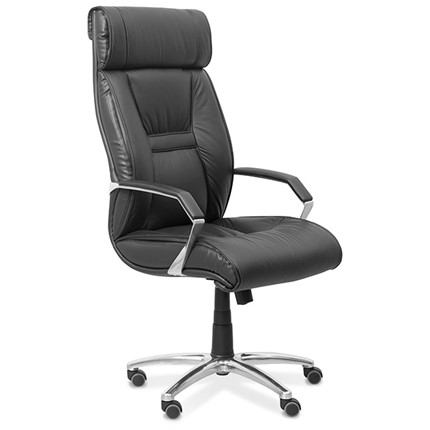 Офисное кресло Олимп X (подлокотники хромированные) экокожа премиум / черная CN1114 в Стерлитамаке - изображение