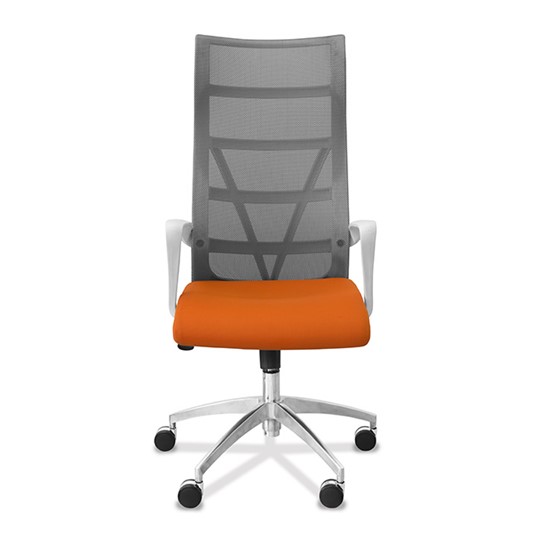 Кресло офисное Топ X белый каркас, сетка/ткань TW / серая/оранжевая в Стерлитамаке - изображение 1