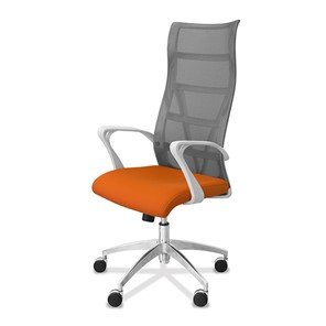 Кресло офисное Топ X белый каркас, сетка/ткань TW / серая/оранжевая в Стерлитамаке - предосмотр 2