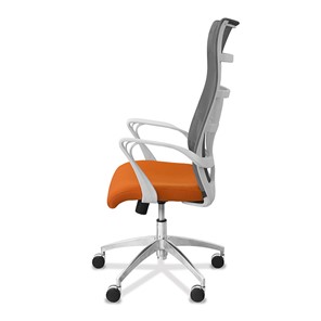 Кресло офисное Топ X белый каркас, сетка/ткань TW / серая/оранжевая в Стерлитамаке - предосмотр 3