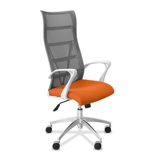 Кресло офисное Топ X белый каркас, сетка/ткань TW / серая/оранжевая в Стерлитамаке - изображение 8