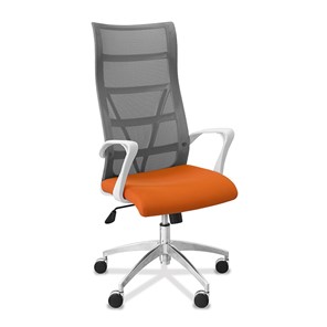 Кресло офисное Топ X белый каркас, сетка/ткань TW / серая/оранжевая в Стерлитамаке - предосмотр 9