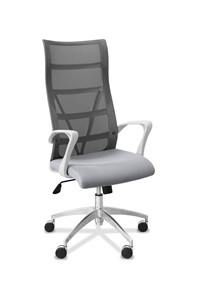 Офисное кресло для руководителя Топ X белый каркас, сетка/ткань TW / серая/ серая в Стерлитамаке - предосмотр