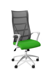 Кресло офисное Топ X белый каркас, сетка/ткань TW / серая/салатовая в Стерлитамаке - предосмотр