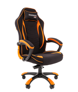 Кресло игровое CHAIRMAN GAME 28 Полиэстер комбинированная ткань оранжевый/черный в Уфе