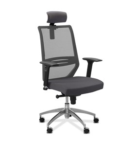 Офисное кресло Aero lux с подголовником, сетка/ткань Сахара / серая/серая в Стерлитамаке
