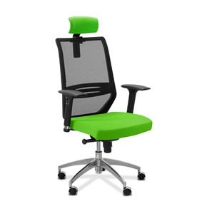 Кресло в офис Aero lux с подголовником, сетка/ткань TW / черная/ салатовая в Стерлитамаке