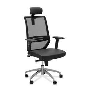 Кресло в офис Aero lux с подголовником, сетка/ткань TW / черная/черная в Стерлитамаке