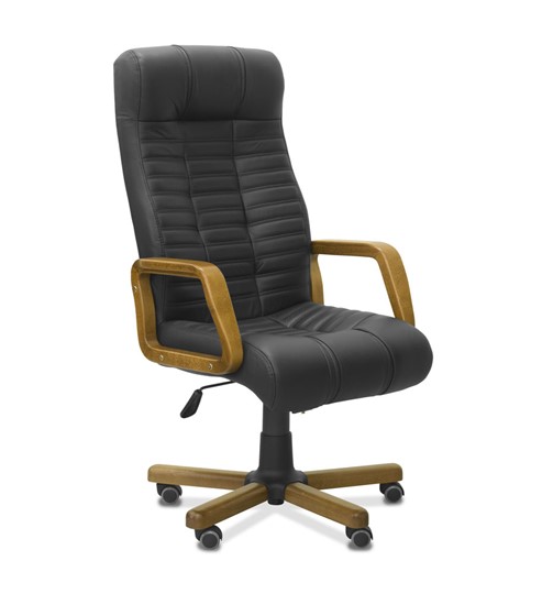 Кресло для руководителя Атлант W, экокожа премиум / черная CN1114/ дерево - орех в Стерлитамаке - изображение 9