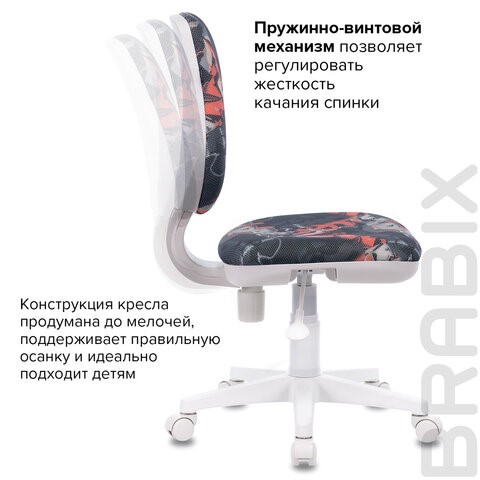 Компьютерное кресло Brabix Fancy MG-201W (без подлокотников, пластик белый, с рисунком "Graffity") 532415 в Стерлитамаке - изображение 9