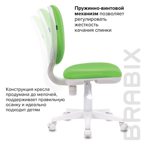 Кресло Brabix Fancy MG-201W (без подлокотников, пластик белый, салатовое) 532414 в Стерлитамаке - изображение 9