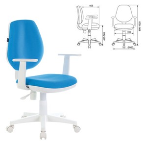 Кресло компьютерное Brabix Fancy MG-201W (с подлокотниками, пластик белый, голубое) 532411 в Стерлитамаке - предосмотр 4