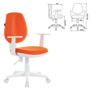 Компьютерное кресло Brabix Fancy MG-201W (с подлокотниками, пластик белый, оранжевое) 532410 в Стерлитамаке - предосмотр 3