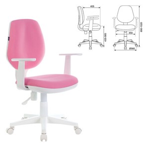 Кресло офисное Brabix Fancy MG-201W (с подлокотниками, пластик белый, розовое) 532409 в Стерлитамаке - предосмотр 3