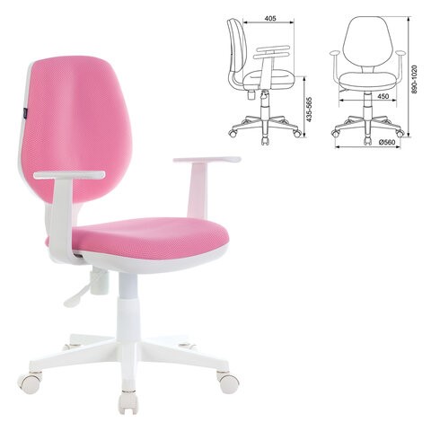 Кресло офисное Brabix Fancy MG-201W (с подлокотниками, пластик белый, розовое) 532409 в Стерлитамаке - изображение 3