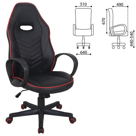 Офисное кресло BRABIX "Flame GM-004", экокожа, черное/красное, 532499 в Стерлитамаке - изображение 7