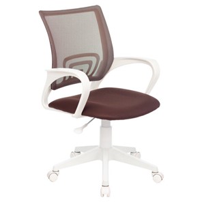 Офисное кресло BRABIX "Fly MG-396W", с подлокотниками, пластик белый, сетка, коричневое, 532398, MG-396W_532398 в Стерлитамаке - предосмотр