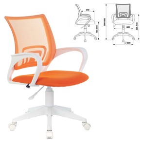 Кресло офисное Brabix Fly MG-396W (с подлокотниками, пластик белый, сетка, оранжевое) 532401 в Стерлитамаке - предосмотр 4