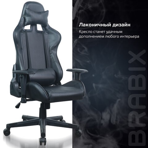 Кресло Brabix GT Carbon GM-115 (две подушки, экокожа, черное) 531932 в Салавате - изображение 17