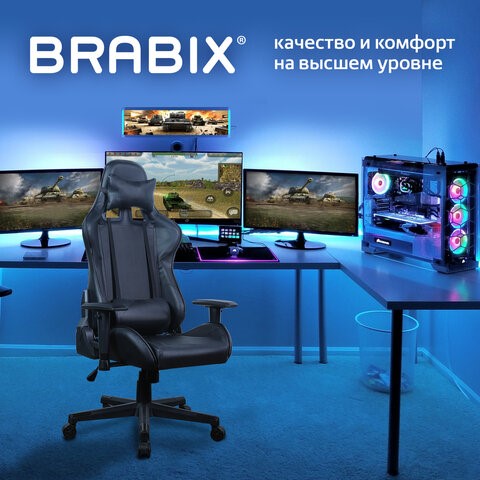 Кресло Brabix GT Carbon GM-115 (две подушки, экокожа, черное) 531932 в Стерлитамаке - изображение 14