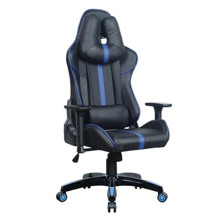 Офисное кресло BRABIX "GT Carbon GM-120", две подушки, экокожа, черное/синее, 531930 в Стерлитамаке - изображение