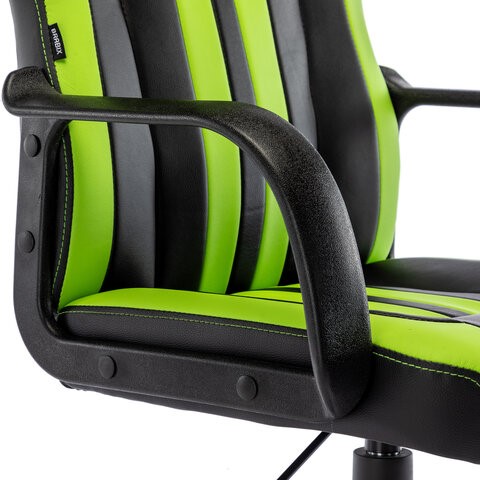 Кресло компьютерное BRABIX "Stripe GM-202", экокожа, черное/зеленое, 532511 в Стерлитамаке - изображение 8