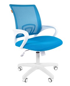 Кресло компьютерное CHAIRMAN 696 white, tw12-tw04 голубой в Уфе