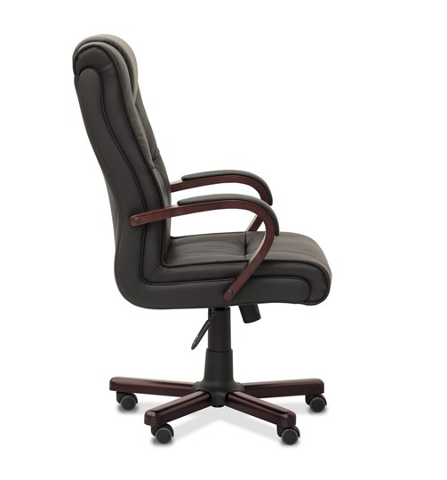 Офисное кресло для руководителя Империя, натуральная кожа / черная/дерево - орех гамильтон в Стерлитамаке - изображение 8