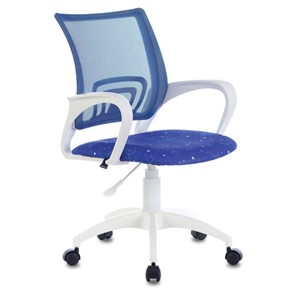 Кресло Brabix Fly MG-396W (с подлокотниками, пластик белый, сетка, темно-синее с рисунком "Space") 532405 в Салавате