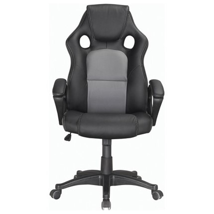 Кресло компьютерное Brabix Rider Plus EX-544 КОМФОРТ (экокожа, черное/серое) 531582 в Стерлитамаке - изображение