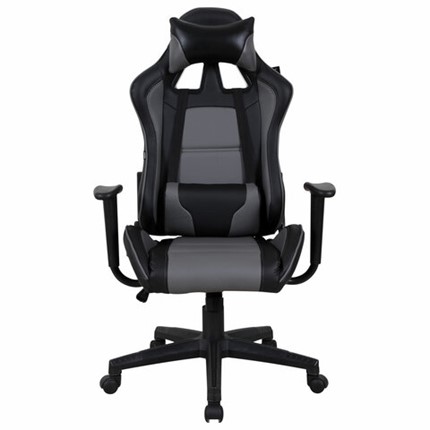 Кресло офисное Brabix GT Racer GM-100 (две подушки, экокожа, черное/серое) 531926 в Стерлитамаке - изображение