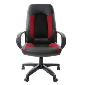 Кресло компьютерное Brabix Strike EX-525 (экокожа черная, ткань черная/бордовая, TW) в Стерлитамаке