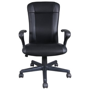Офисное кресло Brabix Optima MG-370 (с подлокотниками, экокожа/ткань, черное) 531580 в Стерлитамаке