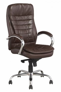 Кресло офисное J 9031-1 экокожа /хром, коричневый в Стерлитамаке - изображение