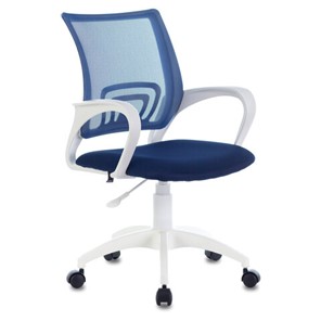 Компьютерное кресло Brabix Fly MG-396W (с подлокотниками, пластик белый, сетка, темно-синее) 532399 в Стерлитамаке